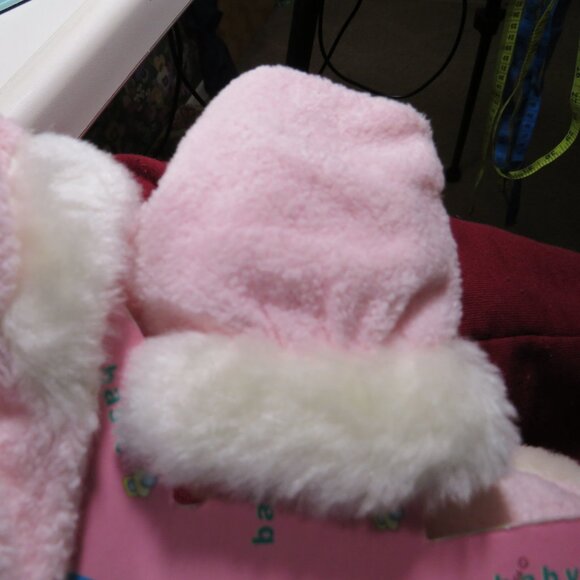 Baby Pink & White Bear Hat - cap, shoes & mittens 0-6mts Baby Girl - Picture 4 of 11